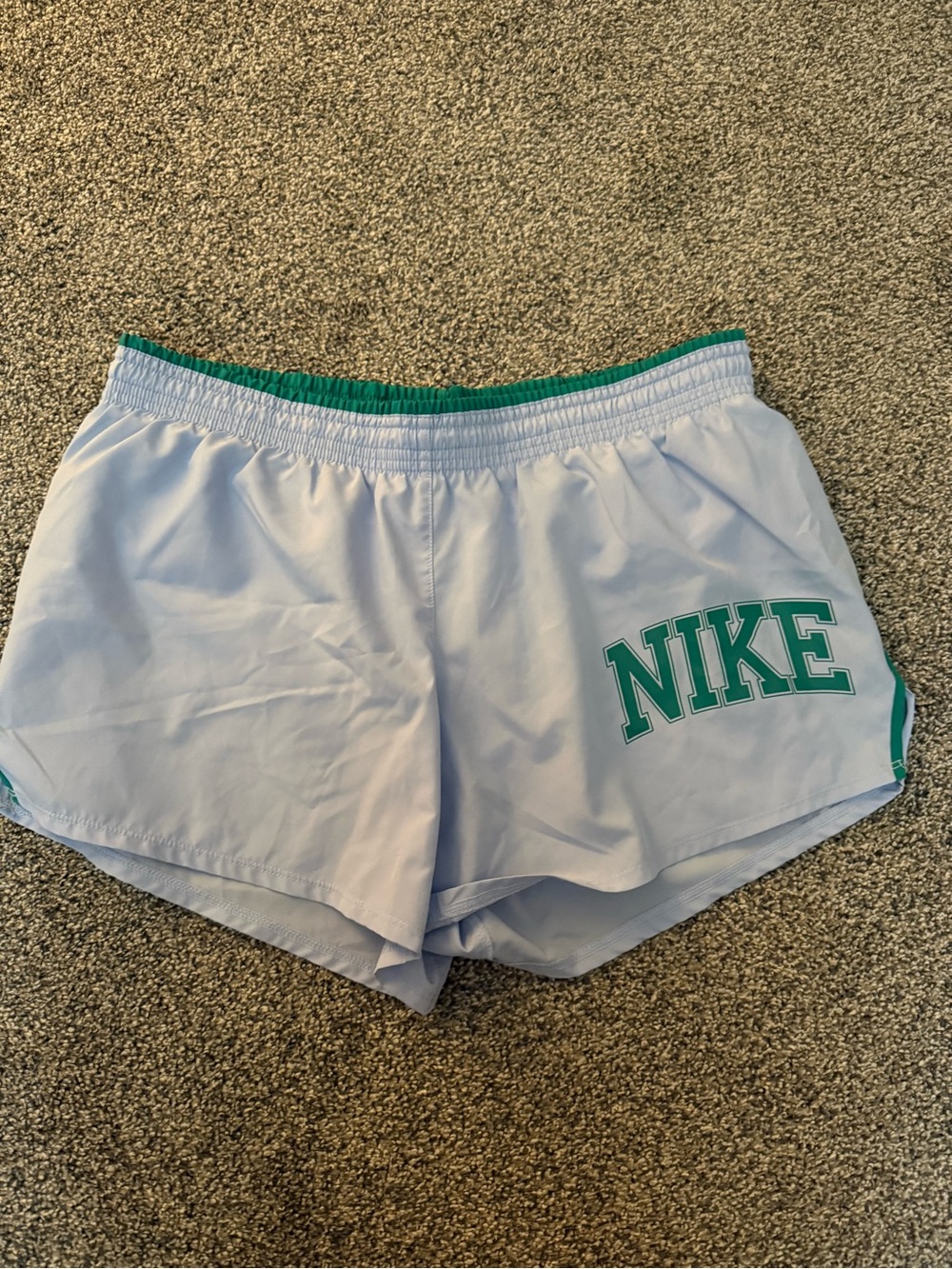 Nike Women's Pale Blue Athletic Shorts with Teal Accents